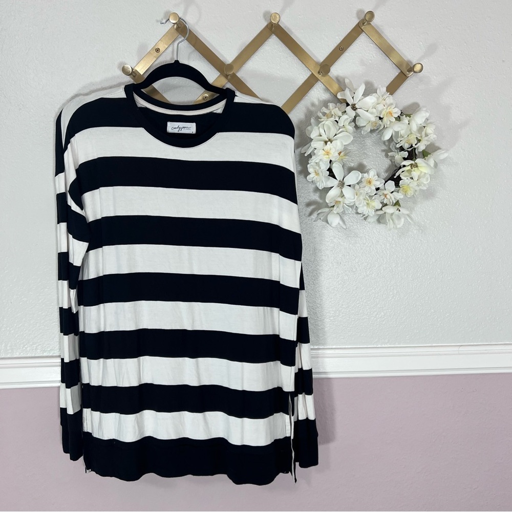 Carly Jean Los Angeles Black and White Striped Sweater